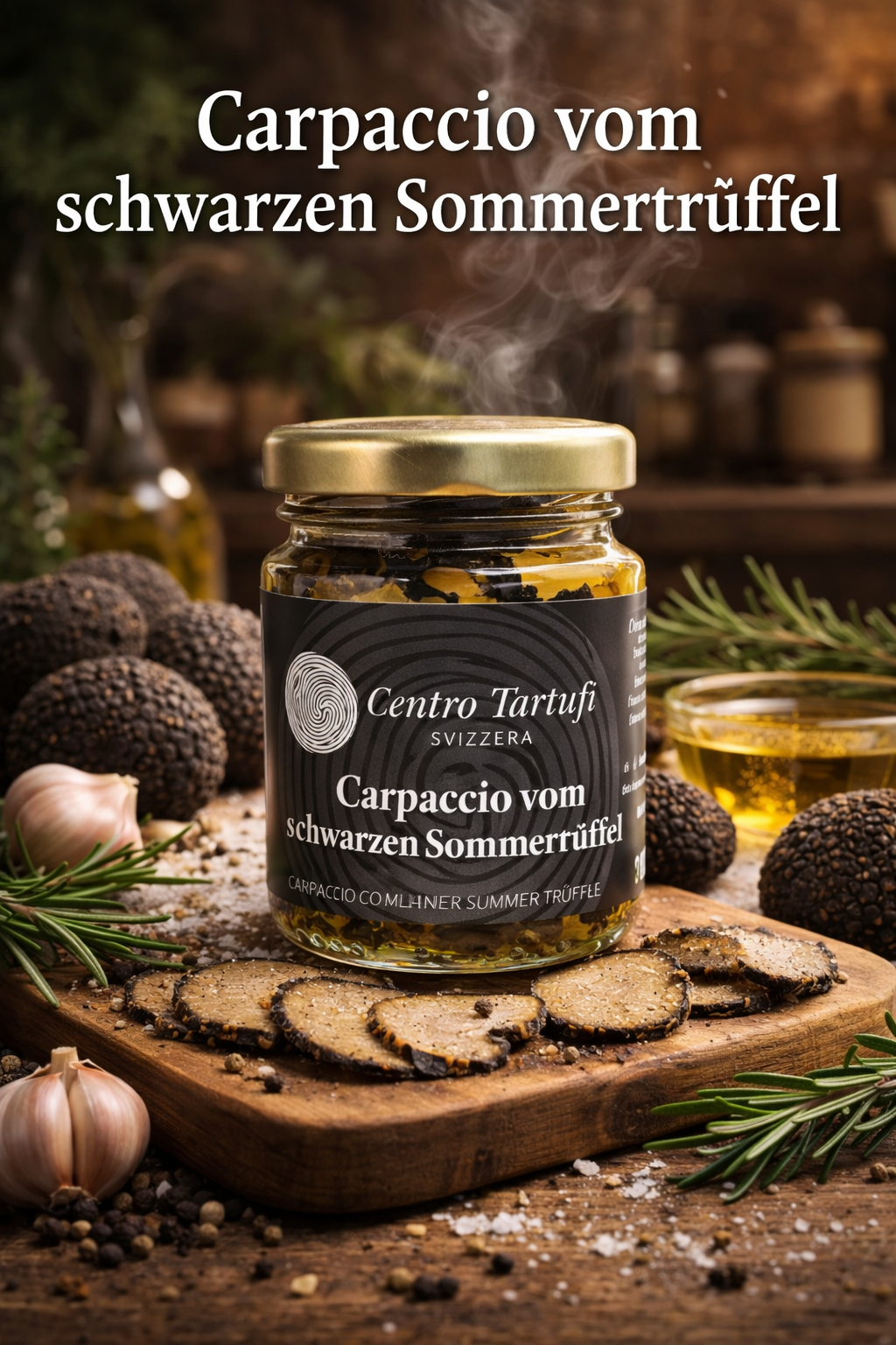 Carpaccio vom schwarzen Sommertrüffel – Edle Trüffelscheiben in Olivenöl | Gourmet Delikatesse